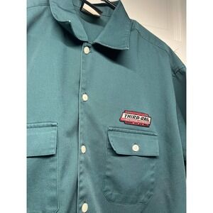 Third Rail Vintage Button Down Shirt Short Sleeve Work Shirt Green Mens